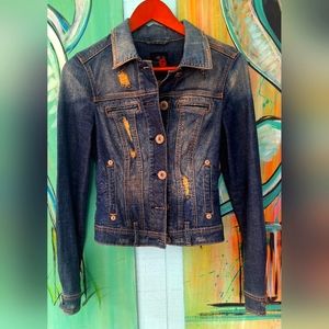 Guess jean jacket distressed denim size small urban